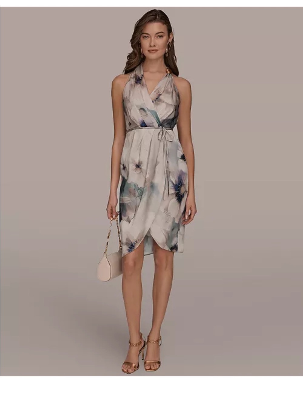 Nwt Donna Karan Women's Sleeveless Floral V-Neck Sheath Dress size 10